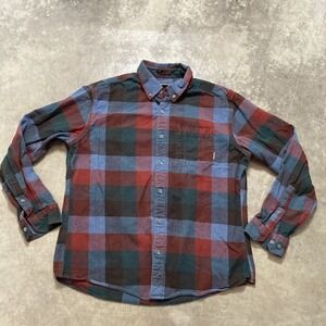 Eddie Bauer‎ Shirt Mens Size Large Plaid Flannel Classic Fit Red Blue
